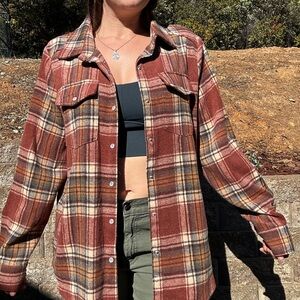 Plaid Button-Up Shirt Jacket